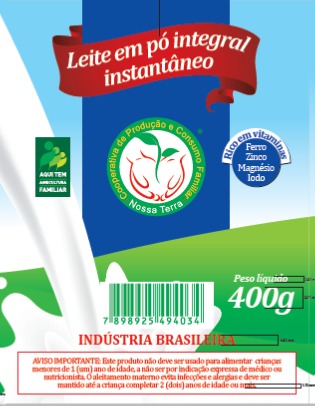 Leite em Pó Integral Instantâneo Rico em Vitaminas, Ferro, Iodo, Zinco e Magnésio.