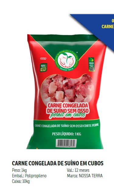 Carne Congelada de Suíno em Cubos.